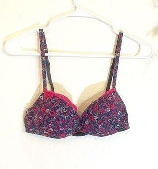 Undiz Lined Underwire Push Up Bra Size 32A FR 85B Floral It 2b Black - $17  - From sarah