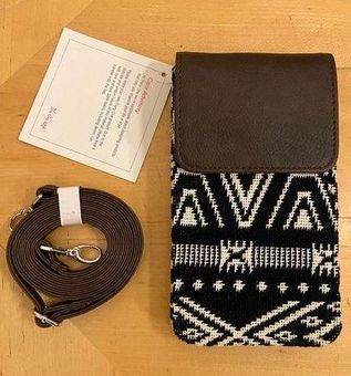 New Thirty One Black White Brown Call Me Crossbody Rio Weave