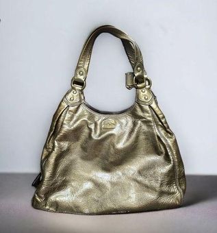 Coach Madison Maggie Women Gold Metallic Leather Shoulder