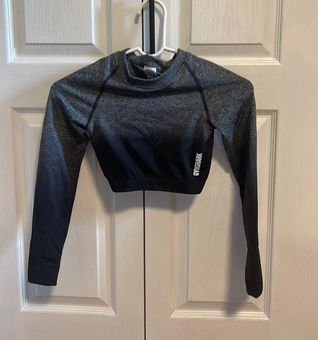 Gymshark Adapt Ombre Seamless Long Sleeve Crop Top Black/Black Marl Black  Size XS - $20 - From Ciara