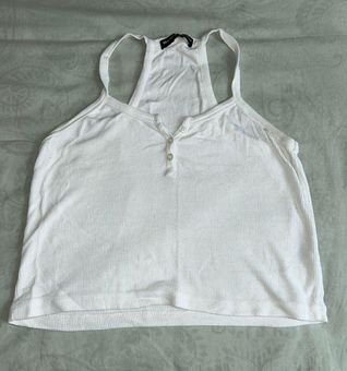 Brandy Melville Button Crop Tank Top White - $13 (35% Off Retail