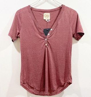 Short-Sleeve V-Neck Henley