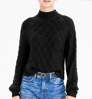 American Eagle Cable Knit Balloon Sleeve Chunky Mock Neck