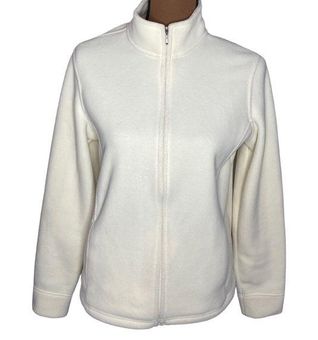 L.L.Bean off white Polartec fleece stand collar zip jacket size S - $53