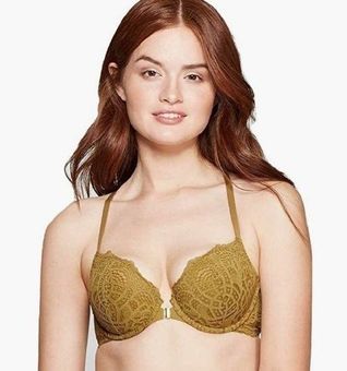 AUDEN the Radiant Plunge Coverage Push-Up Bra Olive 32A Lace