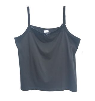 TLC NWT XL Women's Black Cami Tank Crop Top Shirt Spaghetti