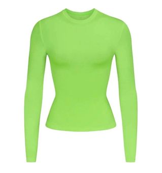 SKIMS Cotton Jersey Long Sleeve T-shirt Neon Green Size XXS - $60 New With  Tags - From Love