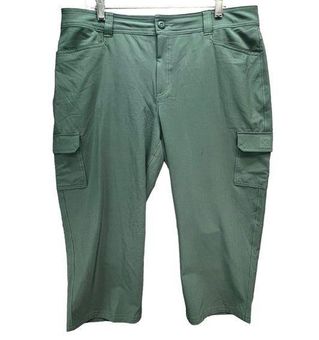 Eddie Bauer Womens Cropped Cargo Pants Size 14 Green Stretch