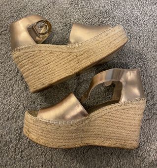 Marc Fisher LTD Espadrille Wedges Gold Size 10 28 44 Off