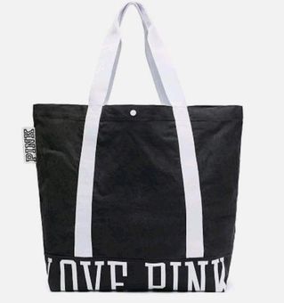 PINK - Victoria's Secret NIP Victoria Secret PINK Pure Black Washed Canvas Tote  Bag - $27 New With Tags - From Melissa