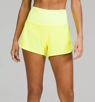 Lululemon High Rise Speed Up Shorts 4” Size 4 Highlight Yellow - $60 - From  Ava