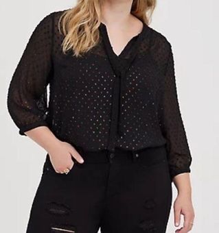 SEMI-SHEER POLKA DOT SHIRT - Black / White