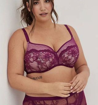 Torrid Purple Lace Full Coverage Bra 42F Size 42 F / DDD - $30