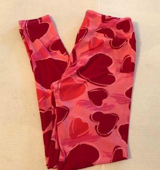 New LuLaRoe Valentines Day Leggings OS One Size Pink/Red Various Prints  Holiday