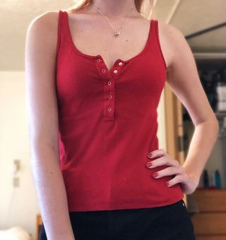 Brandy Melville, Tops, Brandy Melville Red Button Down Tank