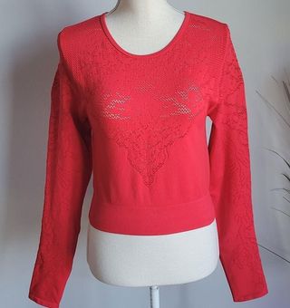 Fabletics , New, Persimmon Red Flora Seamless Long Sleeve Active Top, Large  - $34 New With Tags - From Dawn