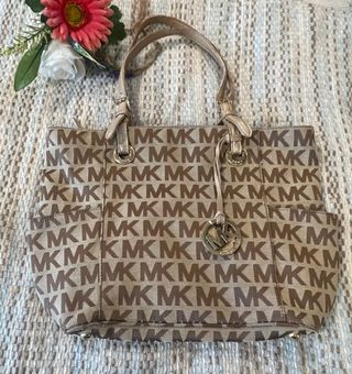 Buy the Michael Kors Tan Canvas Tote Bag