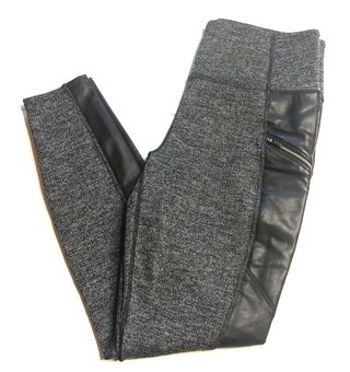 Athleta Grey herringbone leggings with zip pockets size Medium