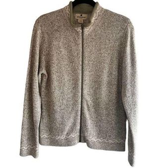 Woolrich women's full zip long sleeve tan boho cardigan sweater