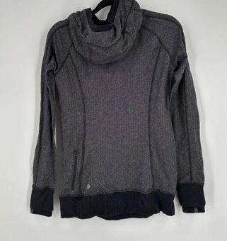 Lululemon Think Fast Hoodie sweatshirt Herringbone Black Size 6