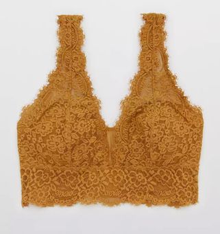 Aerie Eyelash Lace Plunge Bralette Honey Color Size Small - $38 - From  Lisette