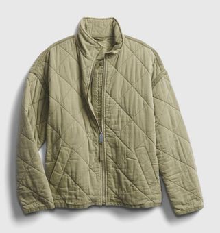 gap green quilted jacket