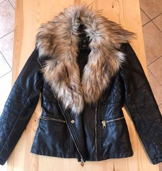Guess leather jacket with detachable fur liner Black - $80 (50% Off Retail)  - From Jackie