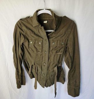 Olive Green Cotton Blazer - Hangrr