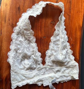 Free People Galloon Lace Halter Bralette in Ivory