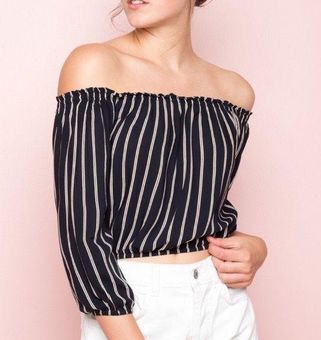 Brandy Melville, Tops, Brandy Melville Cropped Off The Shoulder Blouse  Black