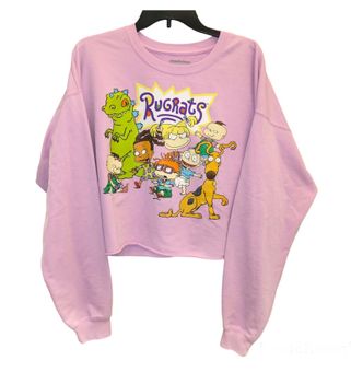 Nickelodeon Rugrats Cropped Long Sleeve Sweatshirt Pink Large