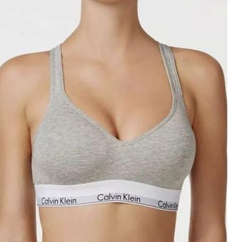 Calvin Klein gray/white lightly padded pull-on racerback bra size small -  $23 - From Michelle