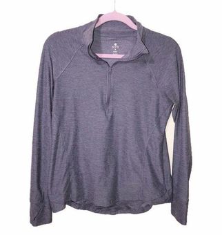 Apana Long Sleeve Top Size M Purple Thumb Holes Quarter Zip