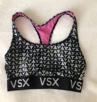 Victoria Secret VSX Sports Bra Womens Black Athletic Logo