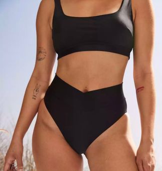 Aerie Crossover High Cut Cheeky Bikini Bottom Black - $16 (46