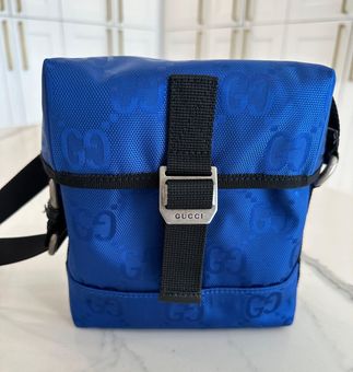 Gucci Messenger Bag GG Nylon Small Blue in Nylon/Leather with Silver-tone -  US