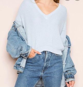 Brandy Melville, Sweaters, Brandy Melville Cropped Knit Light Blue Sweater