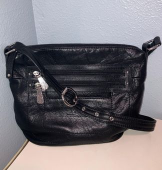 black leather stone mountain handbags