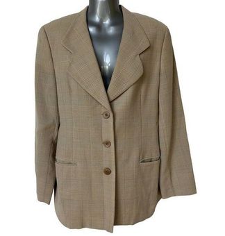 Giorgio Armani Blazer Tan Beige Plaid Le Collezioni Women s EUR