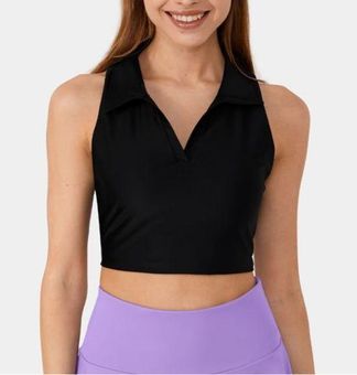 Halara NWT Cloudful Black Collared Crop Top Large - $22 New