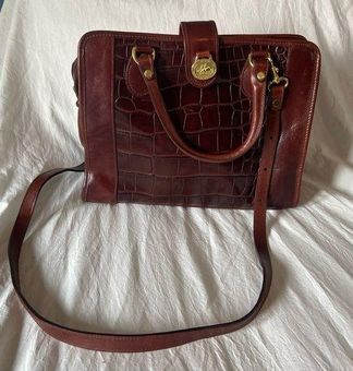 Brahmin USA Vintage Brown Croc Embossed Leather Satchel Crossbody Handbag -  $190 - From Greeneye
