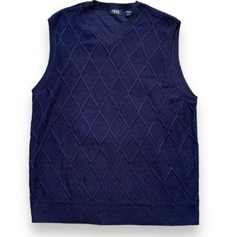 IZOD Golf Classix Blue Argyle Sleeveless Pullover V-Neck Sweater