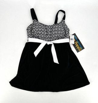 One Piece NWT Robby Len Black & White Dress Skirt Swimsuit