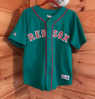 Majestic RED/GREEN BOSTON RED SOX #18 BUTTON UP