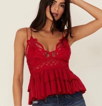 FREE PEOPLE Adella Womens Red Cami