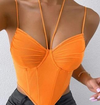 orange corset top y2k trendy bustier 90s pinterest aesthetic party college  - $14 - From Aur