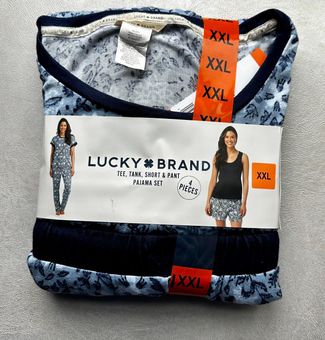 Lucky Brand Ladies' 4-Pieces Pajama Set Tee Tank Short Pant Light