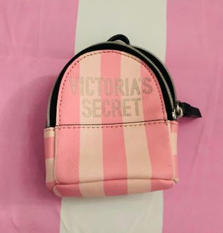 Victoria's Secret VS Logo Pink Signature Stripe wristlet strap keychain New  