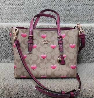 Coach, Bags, Coach Mollie Tote 25 Crossbody In Signature Canvas With  Stripe Heart Print