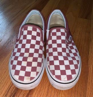 burgundy and white checkered vans